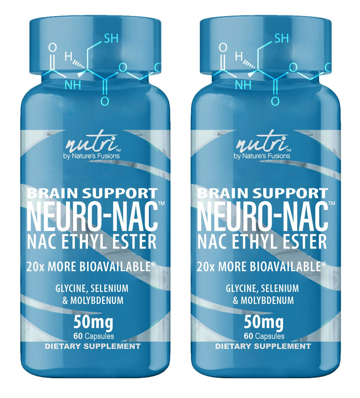 Flacon de NAC N-Acetyl Cystéine Éthyl Ester 600mg Nature's Fusions vue de face