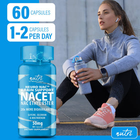 Flacon de NAC N-Acetyl Cystéine Éthyl Ester 600mg sur une table