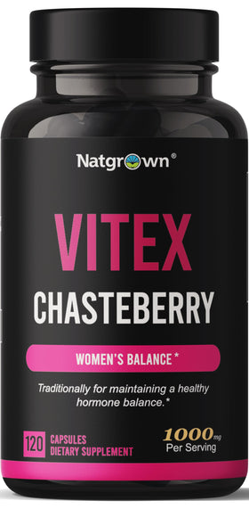 Flacon de Natgrown Vitex Chasteberry 120 capsules vue de face