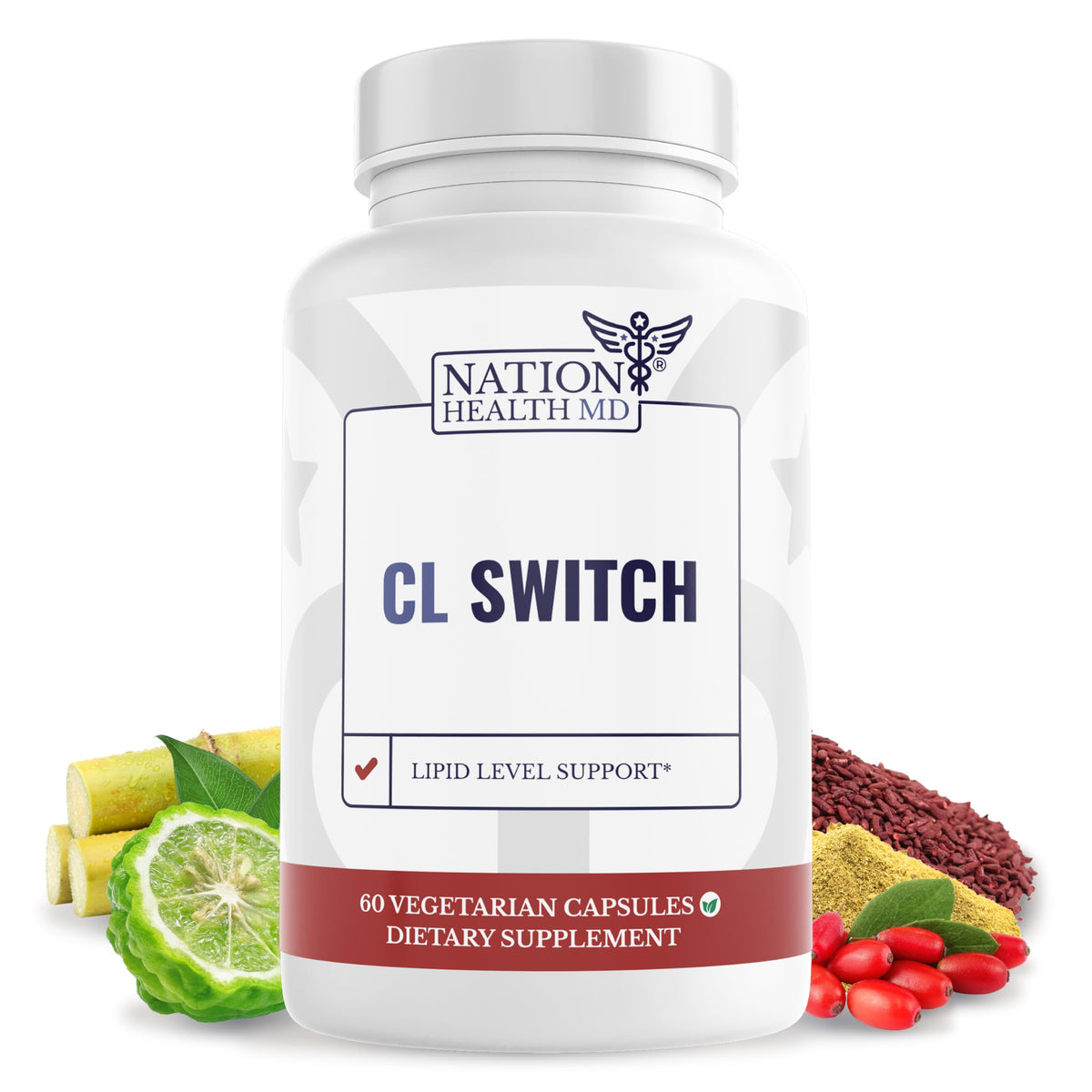 Flacon de NATION HEALTH MD Citrus Bergamot 500 mg vue de face