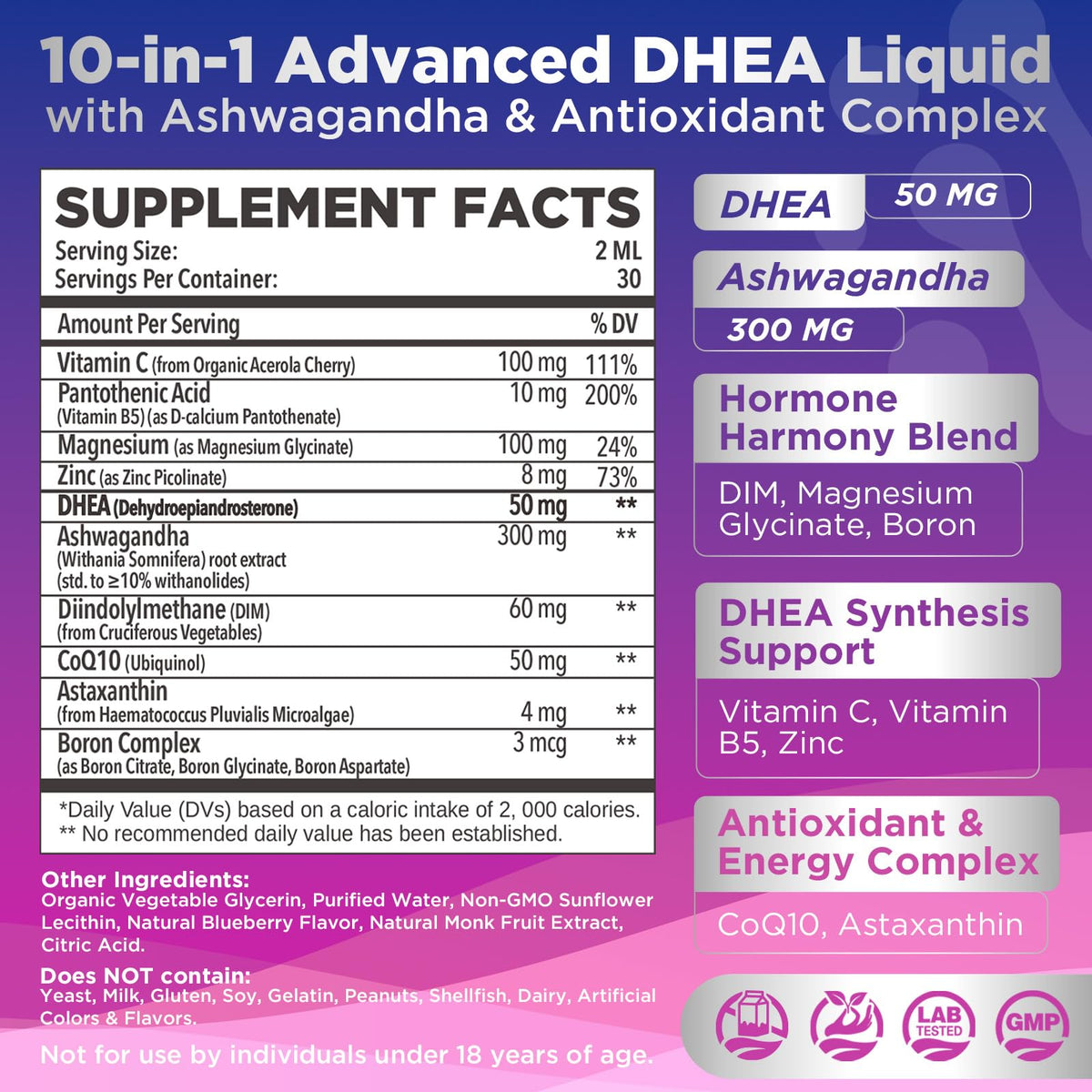 Flacon de NATISLAND DHEA avec dosage liquide ajustable