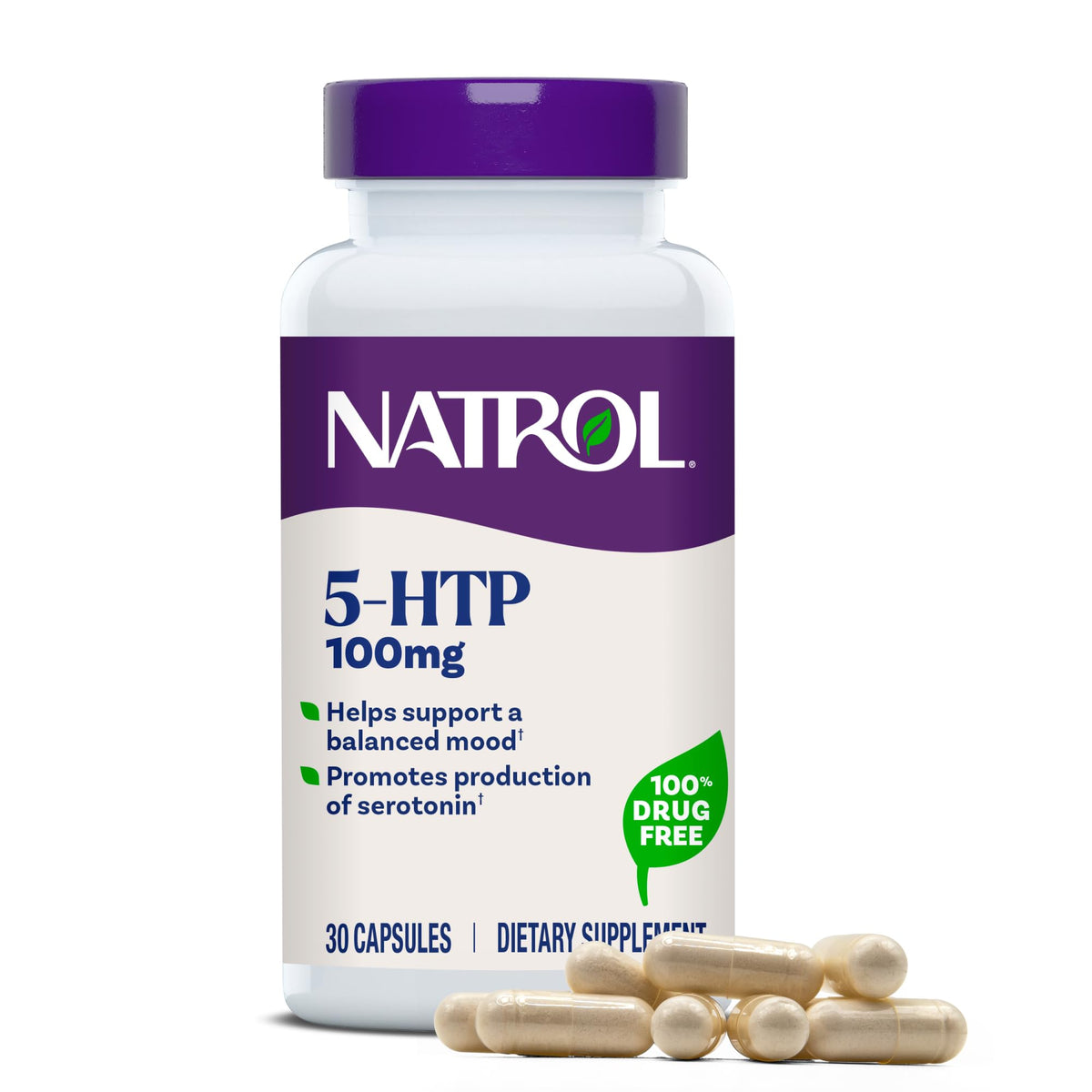 Flacon de Natrol 5-HTP 100 mg 30 capsules avant