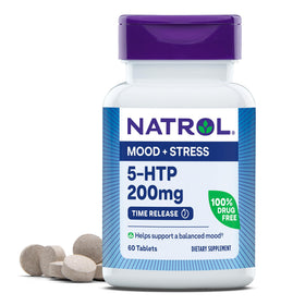 Flacon de Natrol 5-HTP 200 mg avec 60 comprimés à libération prolongée