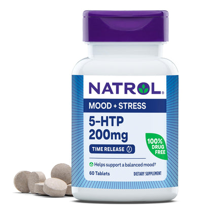 Flacon de Natrol 5-HTP 200 mg avec 60 comprimés à libération prolongée