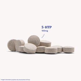 Flacon de Natrol 5-HTP sur fond blanc
