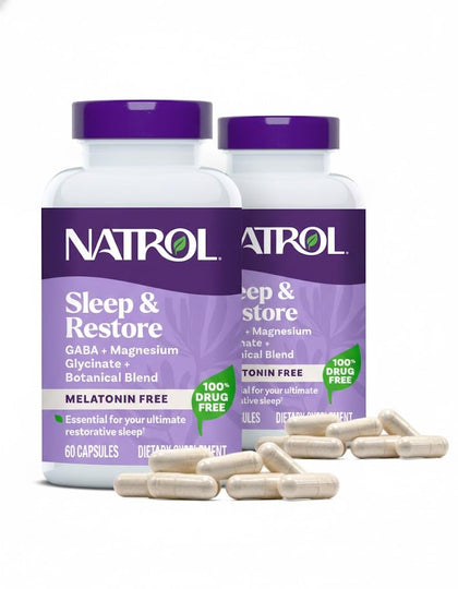 Flacon de Natrol Sommeil & Récupération 60 capsules vue de face