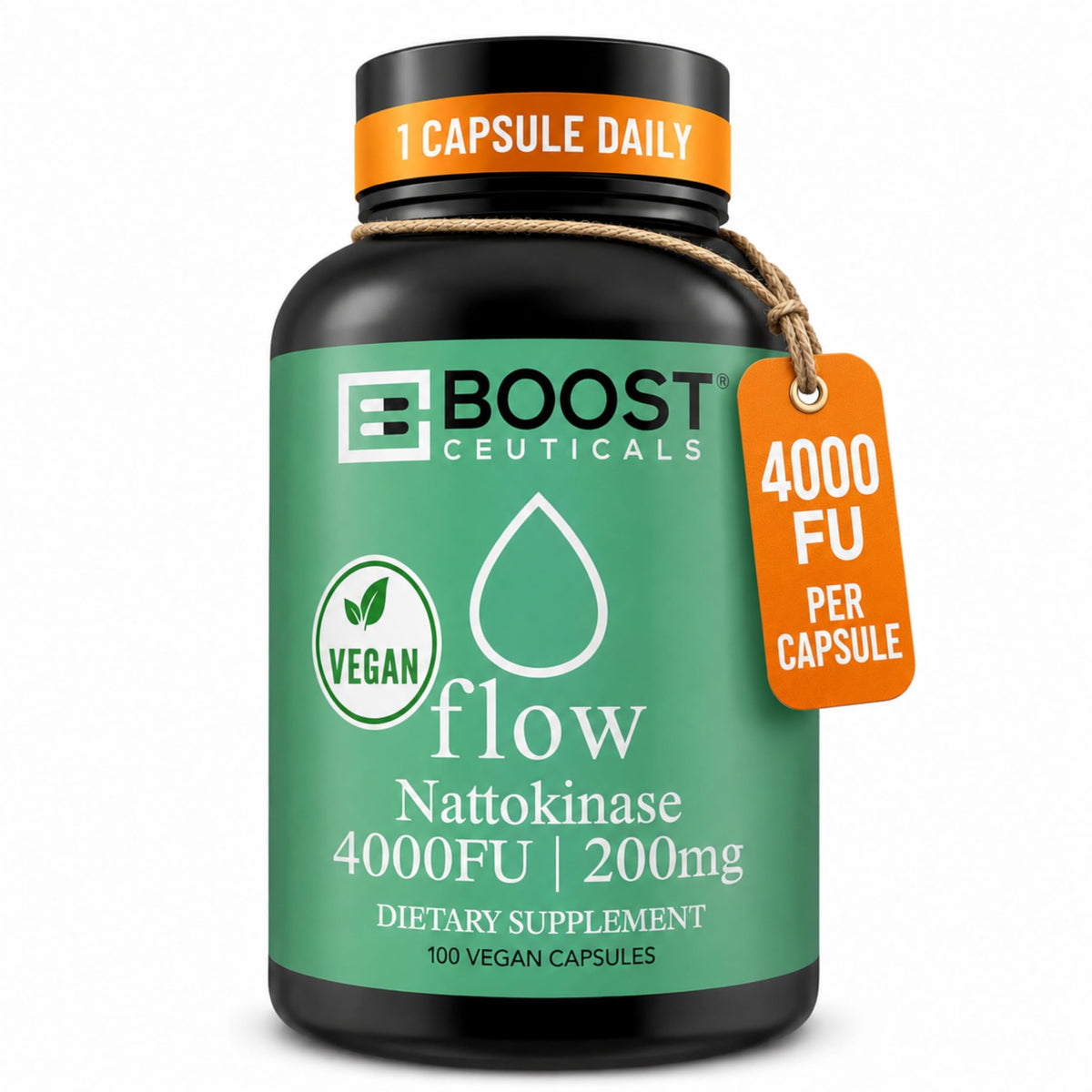 Flacon de Nattokinase 200 mg 4000 FU de support, vue avant