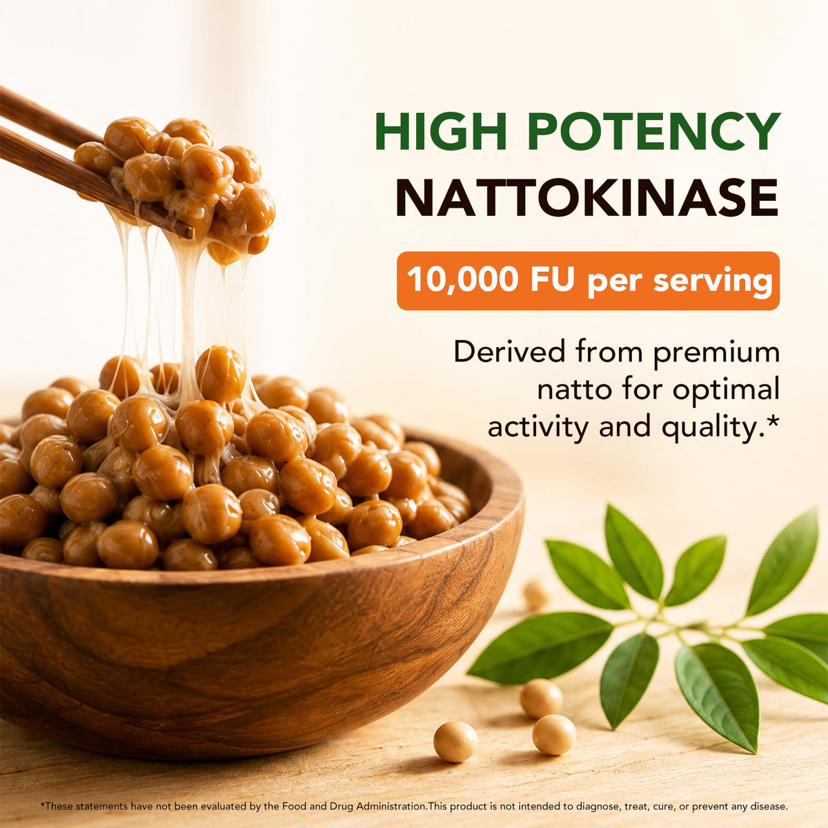 Flacon de Nattokinase avec étiquette visible