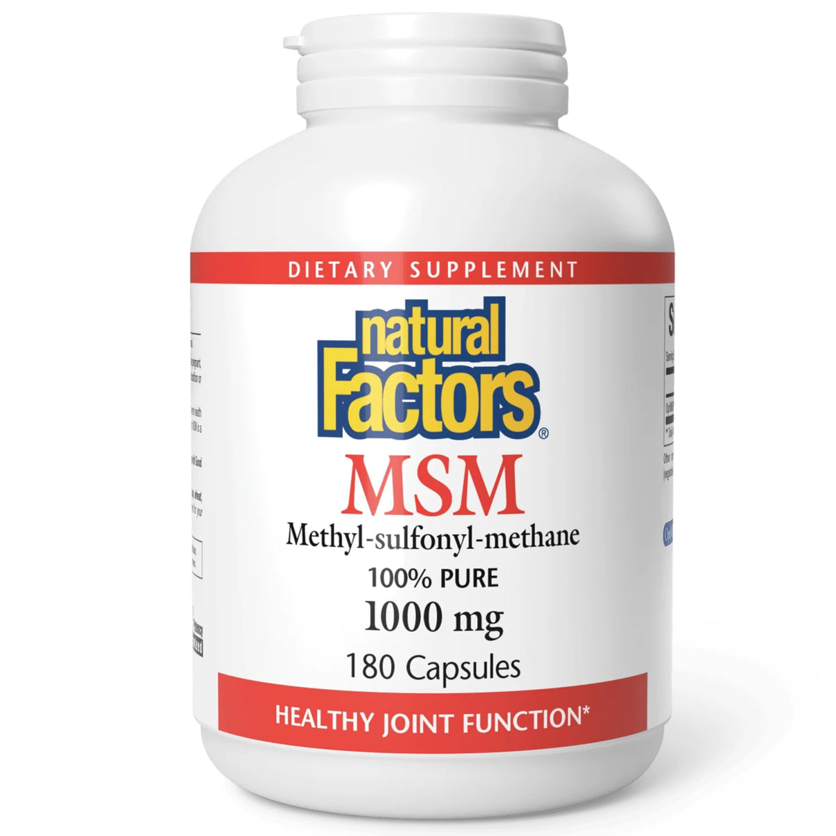 Flacon de Natural Factors MSM 180 capsules vue de face