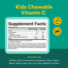 Flacon de Natural Factors Vitamine C 500 mg ouvert avec des comprimés à l'extérieur