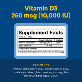 Flacon de Natural Factors Vitamine D3 250 mcg sur une table