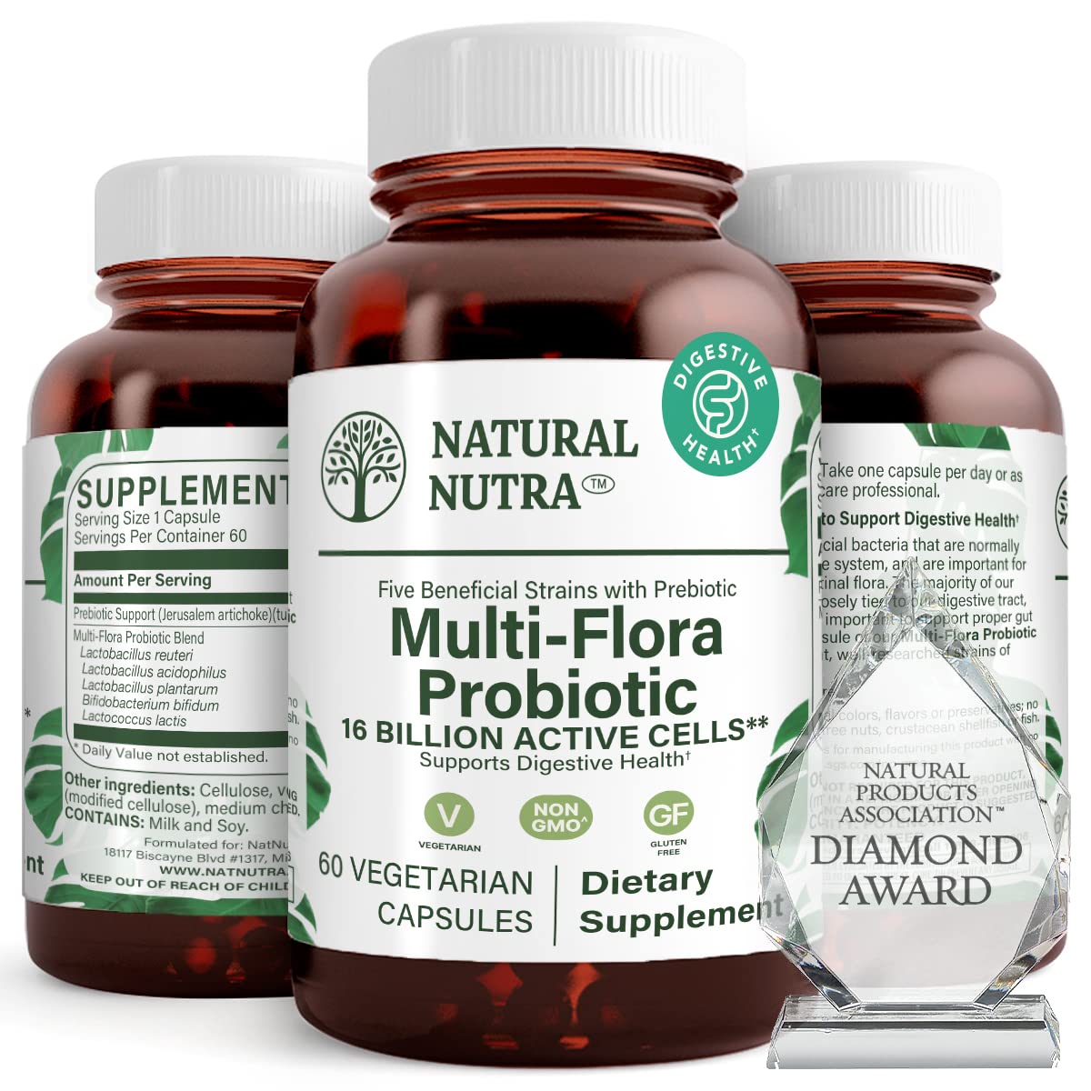 Flacon de Natural Nutra Probiotique 60 Capsules vue avant