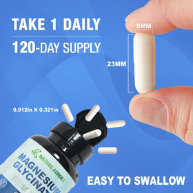 Flacon de Nature Aurora Magnésium Glycinate avec capsules visibles