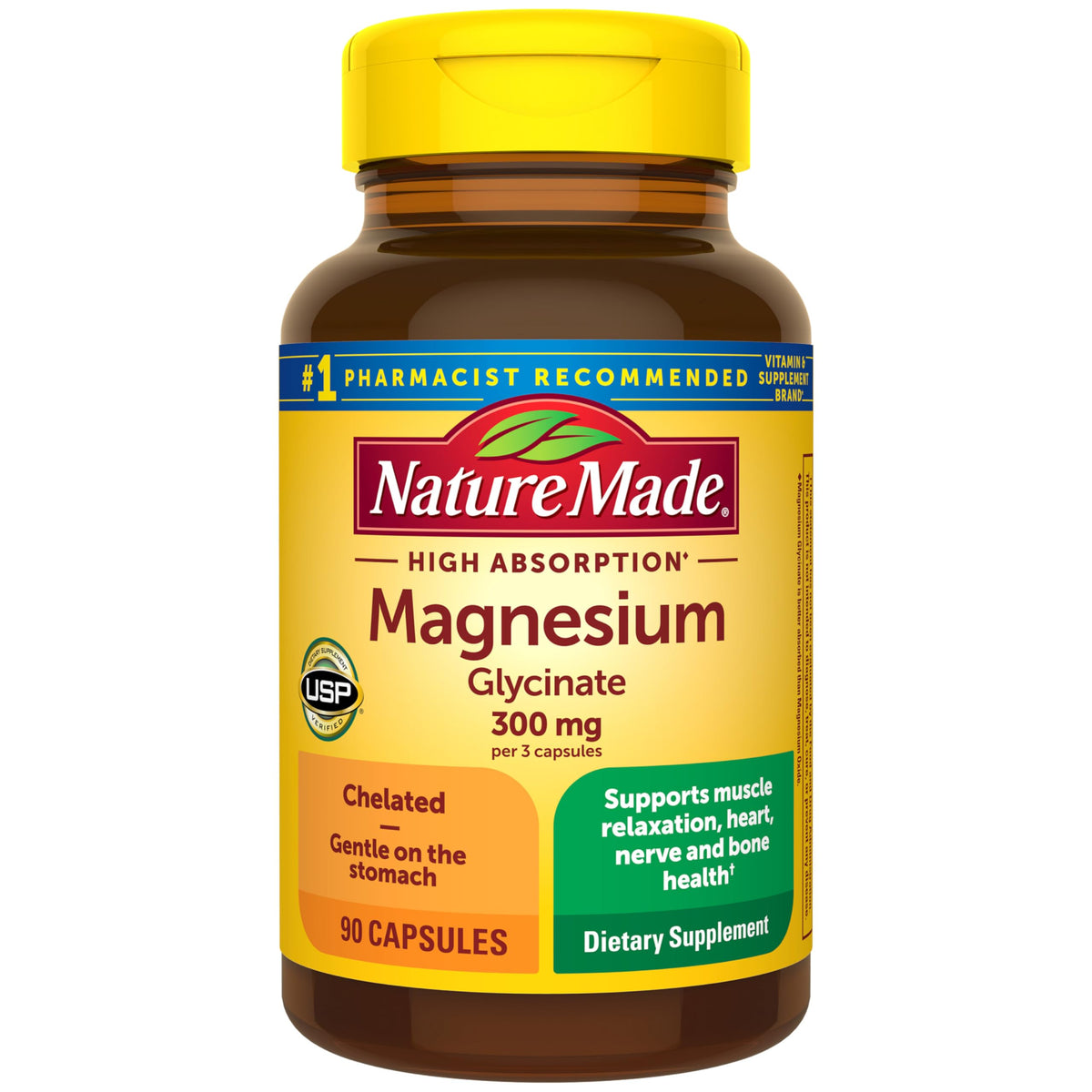Flacon de Nature Made Magnésium Glycinate 300 mg avec 90 capsules