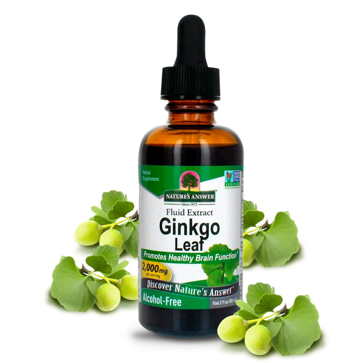 Flacon de Nature's Answer Ginkgo Biloba 2000 mg extrait liquide