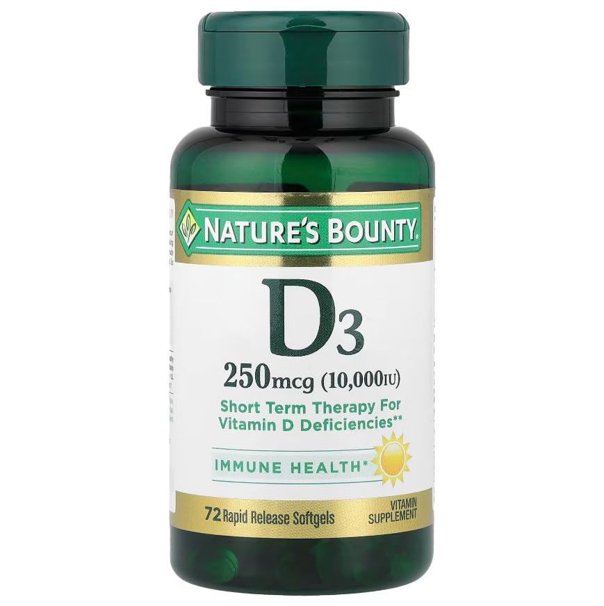Flacon de Nature's Bounty D3 10 000 UI avec étiquette