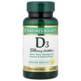 Flacon de Nature's Bounty D3 10 000 UI avec étiquette