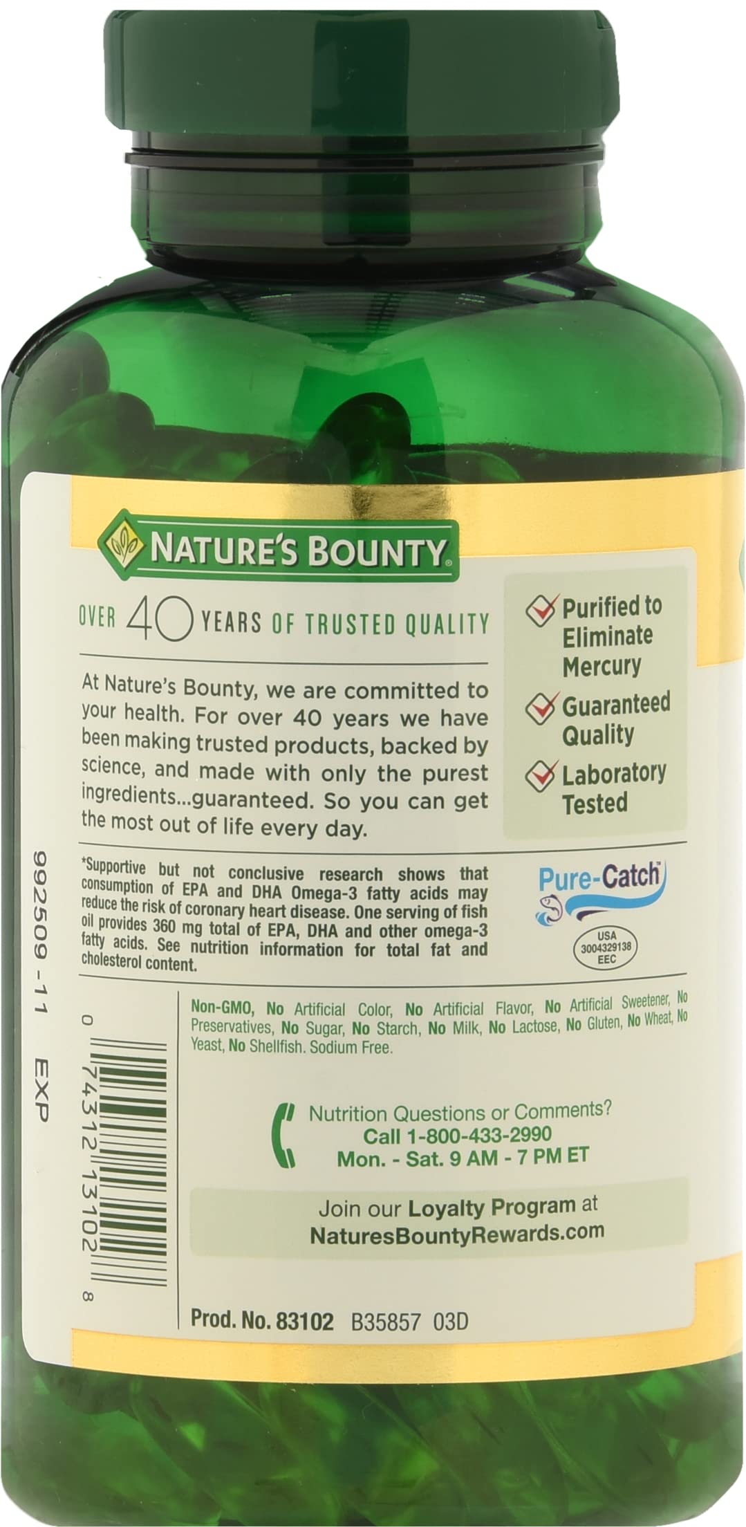 Flacon de Nature's Bounty Huile de Poisson avec capsules