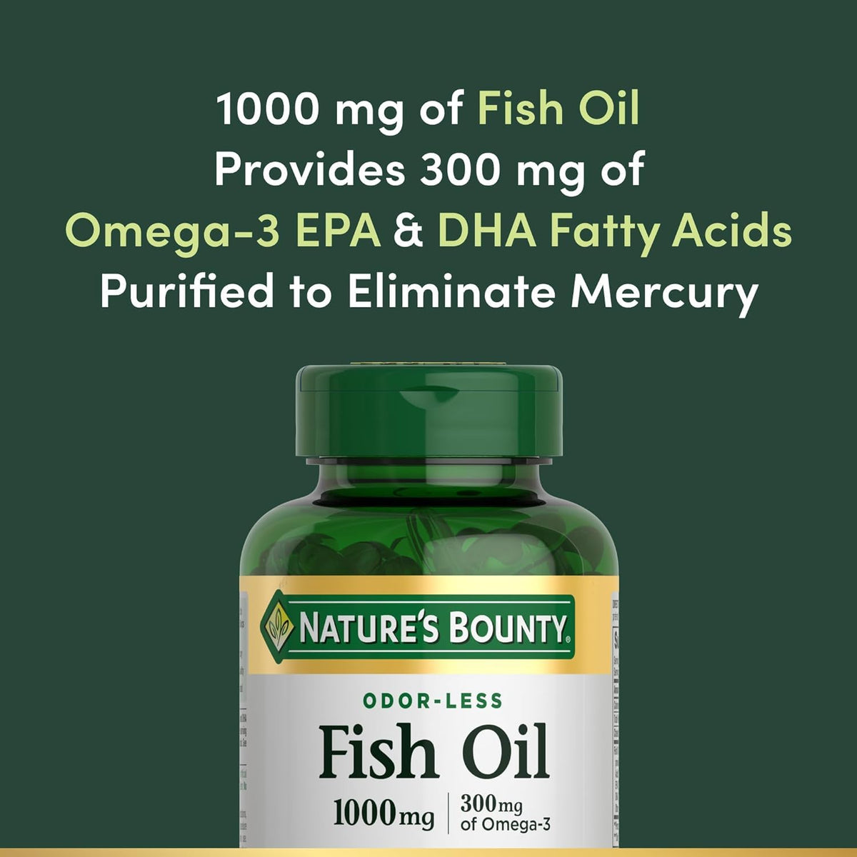 Flacon de Nature's Bounty Huile de Poisson Omega-3 ouvert