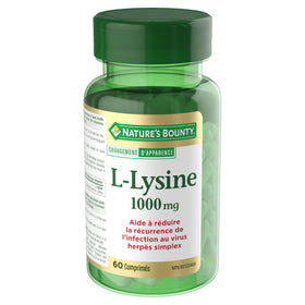 Flacon de Nature's Bounty L-Lysine 1000 mg avec étiquette