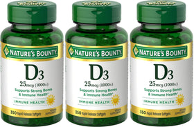 Flacon de Nature's Bounty Vitamine D3 1000 UI 350 gélules vue de face