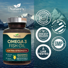 Flacon de Nature's Choice Omega 3 Huile de Poisson 2400mg