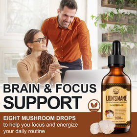 Flacon de Nature's live Complément Alimentaire Champignon Lion's Mane sur fond blanc