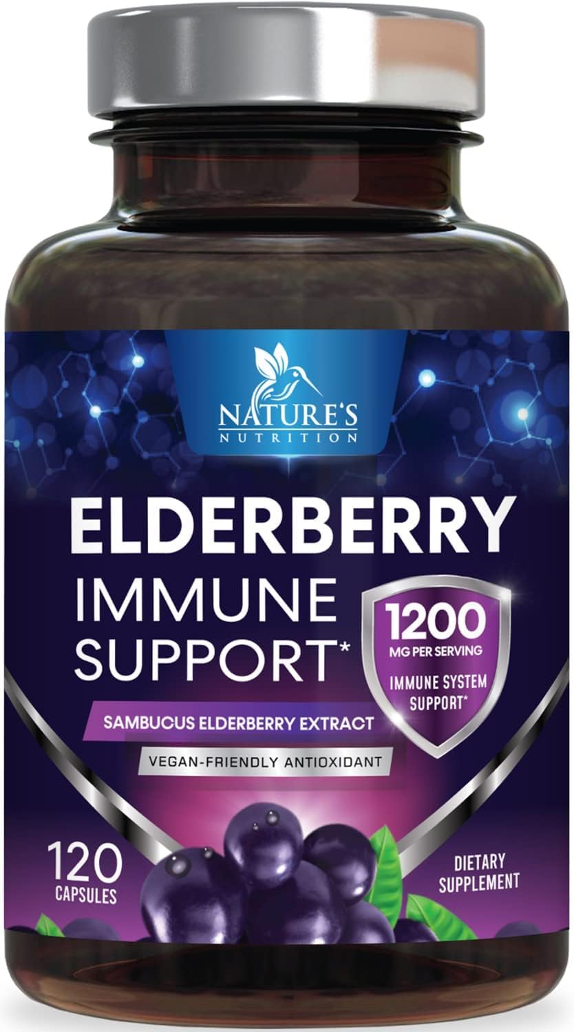 Flacon de Nature's Nutrition Extrait de Sureau Européen 1200mg avec 120 capsules