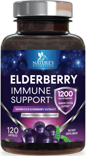 Flacon de Nature's Nutrition Extrait de Sureau Européen 1200mg avec 120 capsules
