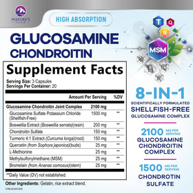 Flacon de Nature's Peak Complex de Glucosamine Chondroïtine 2100mg avec capsules
