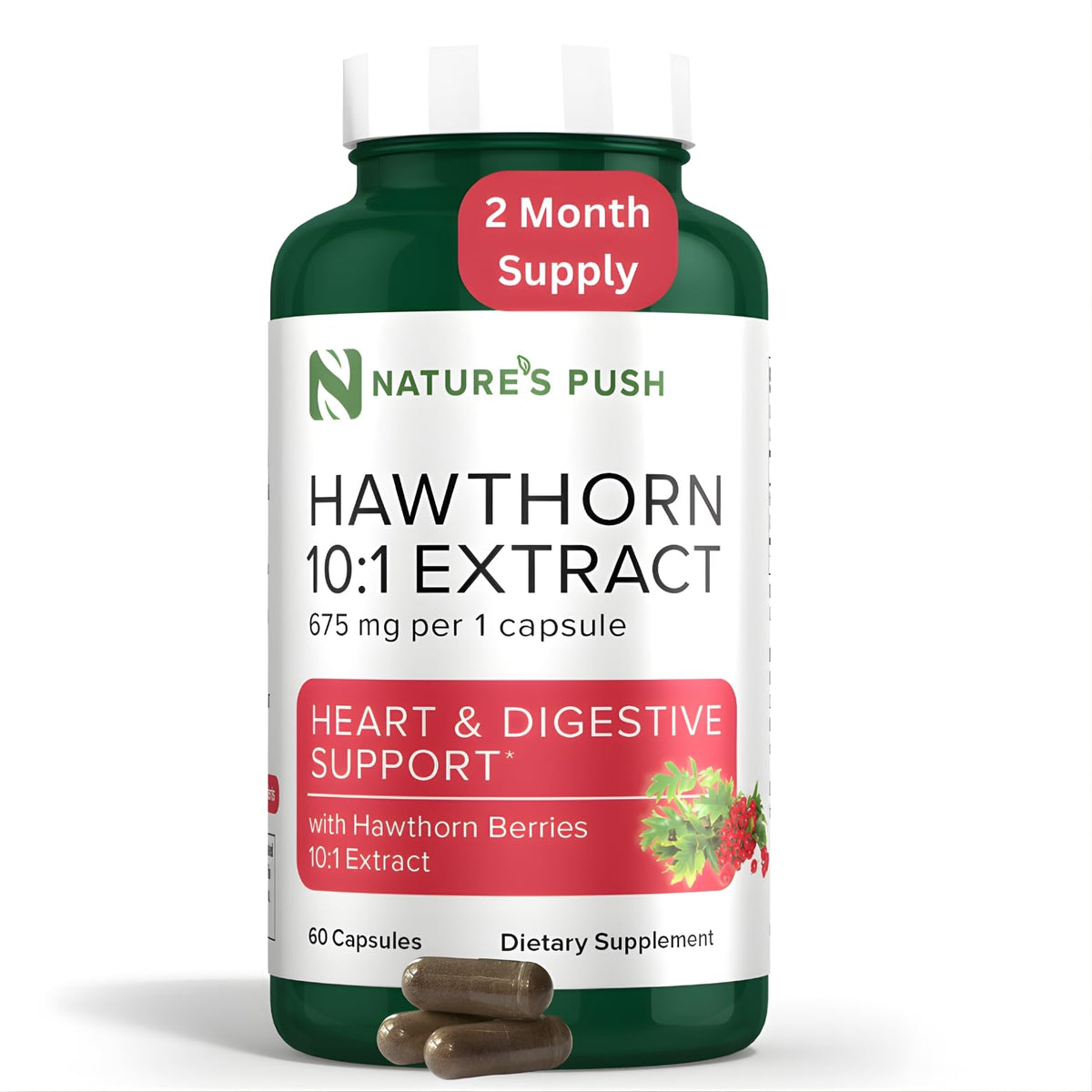 Flacon de Nature's Push Complément Alimentaire Baies d'Aubépine 675mg