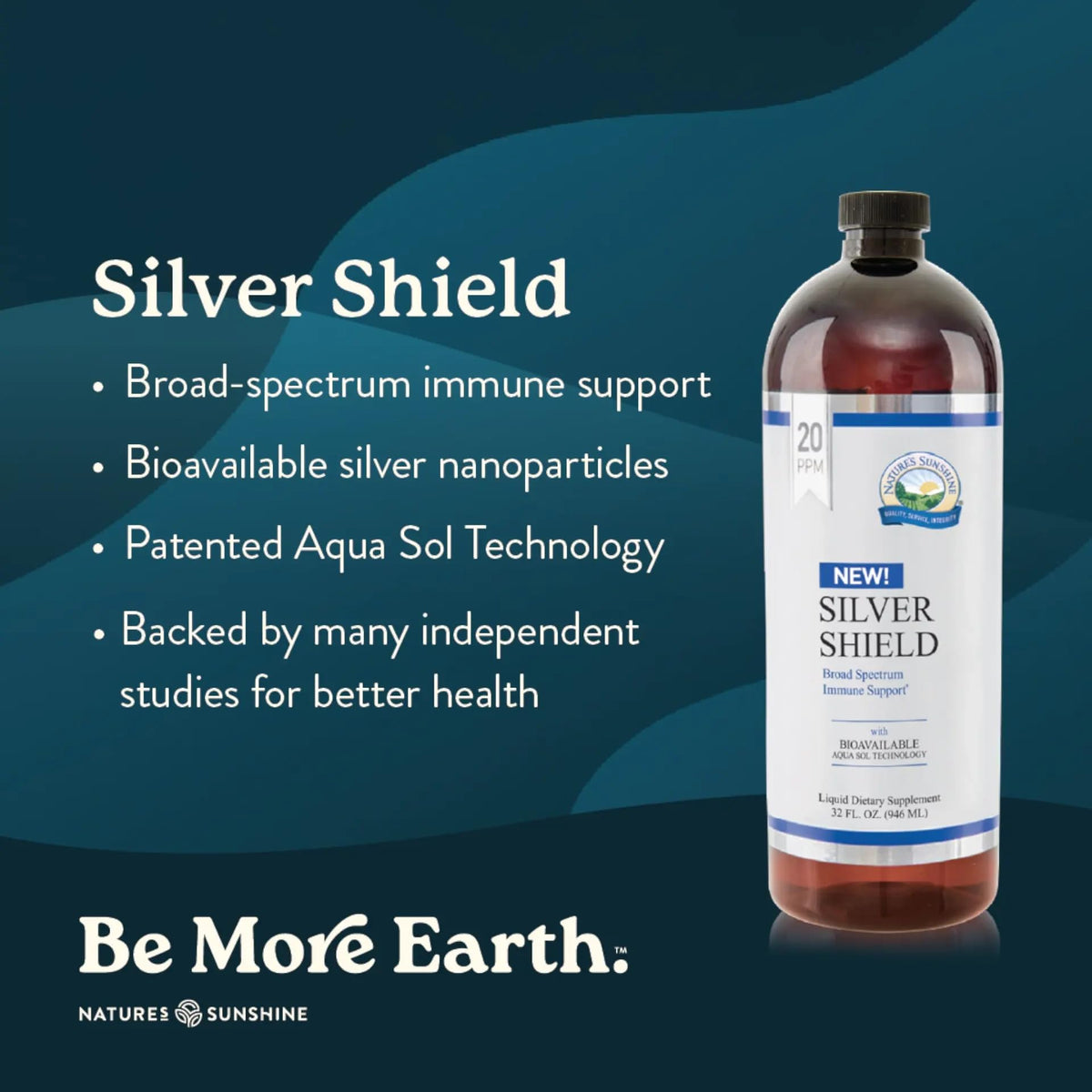 Flacon de Nature's Sunshine Silver Shield avec étiquette