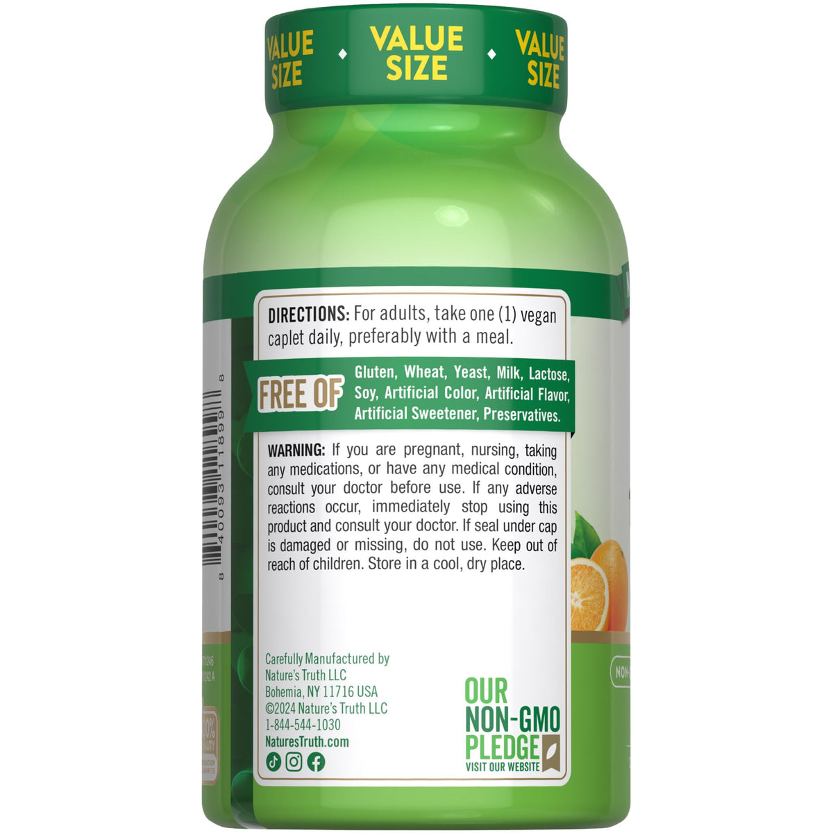 Flacon de Nature's Truth avec églantier, sur une table en bois
