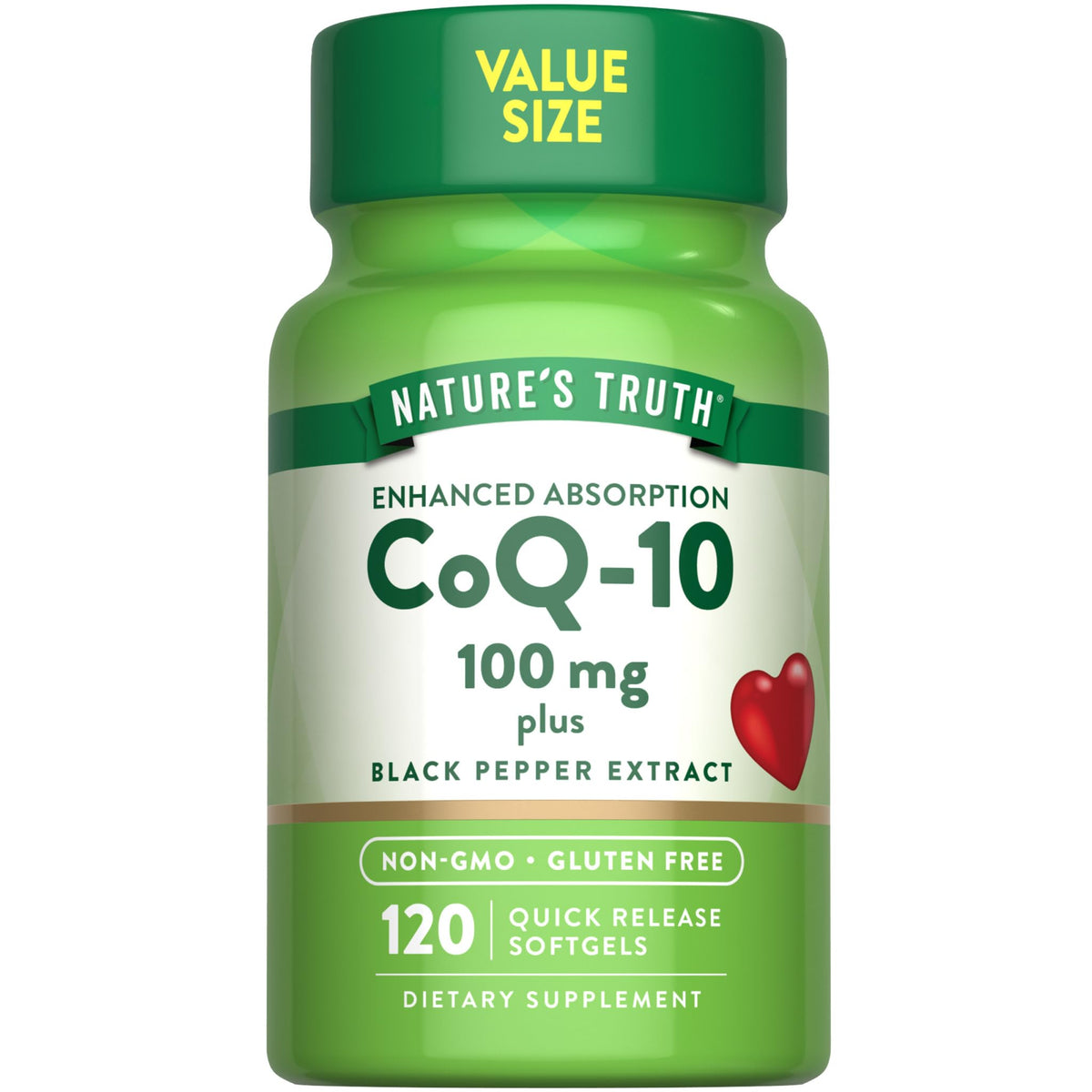 Flacon de Nature's Truth CoQ10 100mg, 120 gélules souples