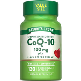 Flacon de Nature's Truth CoQ10 100mg, 120 gélules souples