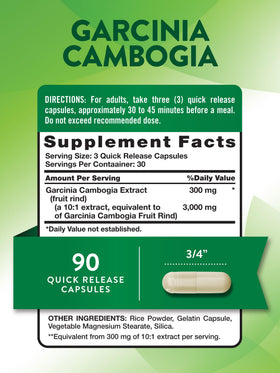 Flacon de Nature's Truth Garcinia Cambogia avec 90 gélules