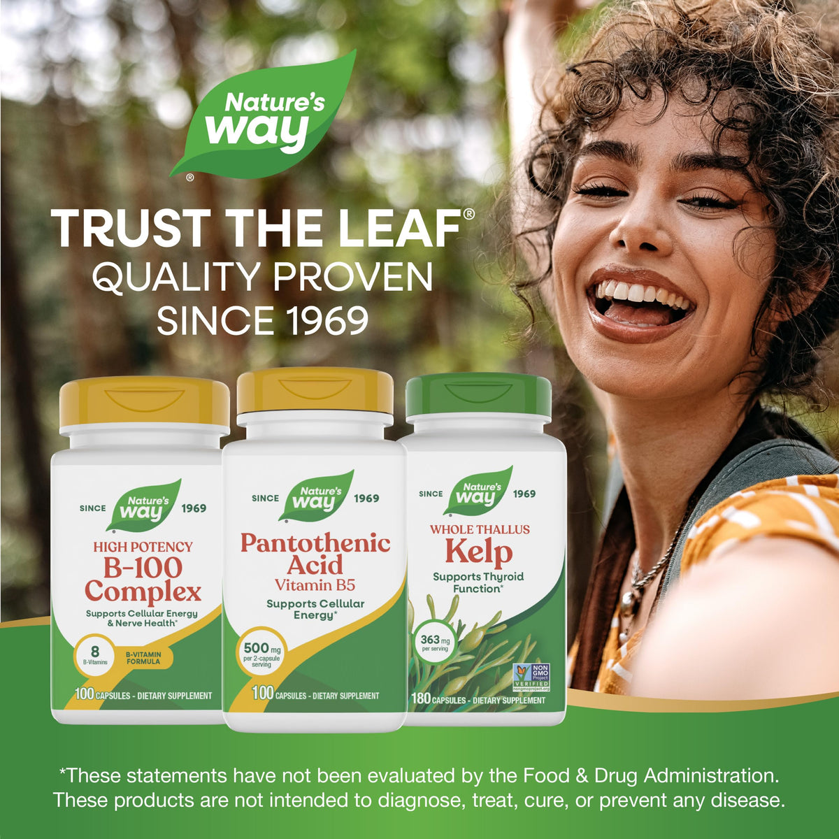 Flacon de Nature's Way Acide Pantothénique sur une table en bois