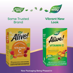 Flacon de Nature's Way Alive! Vitamine C avec cerises acerola bio