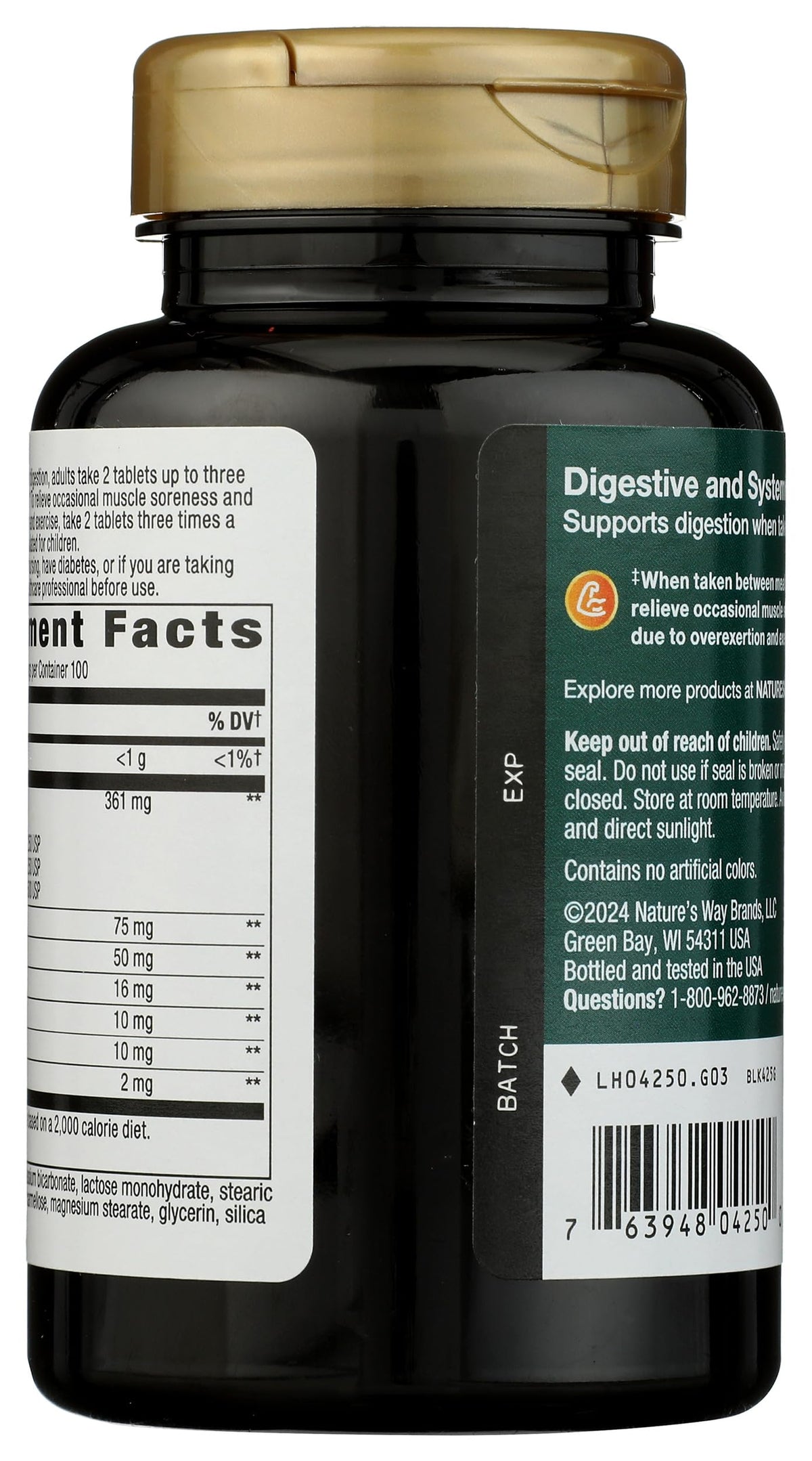 Flacon de Nature's Way Mega-Zyme avec étiquette visible