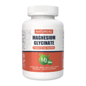 Flacon de Nature4U Glycinate de Magnésium 500mg 90 capsules