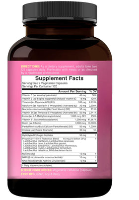 Flacon de NatureBell B Complex Methylé ouvert avec gélules