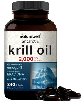 Flacon de NatureBell Huile de Krill Antarctique 2000mg avec 240 gélules