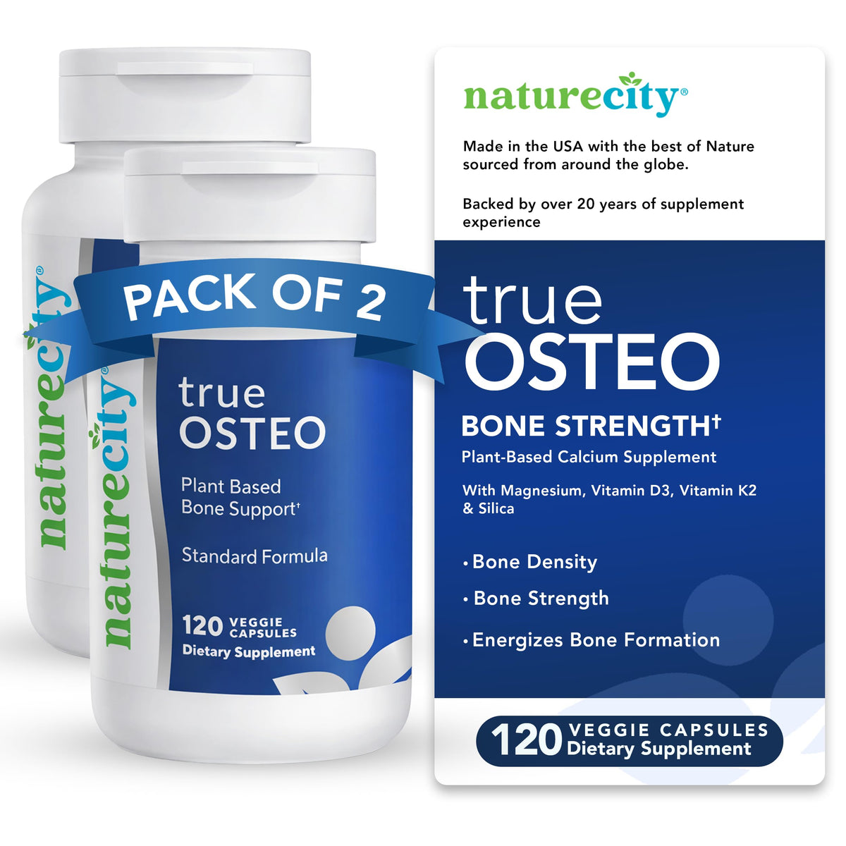 Flacon de NatureCity True-Osteo 240 capsules vue de face