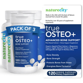 Flacon de NatureCity True-Osteo Plus avec 360 capsules végétales