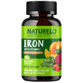 Flacon de NATURELO Fer Végétalien 90 capsules vue de face