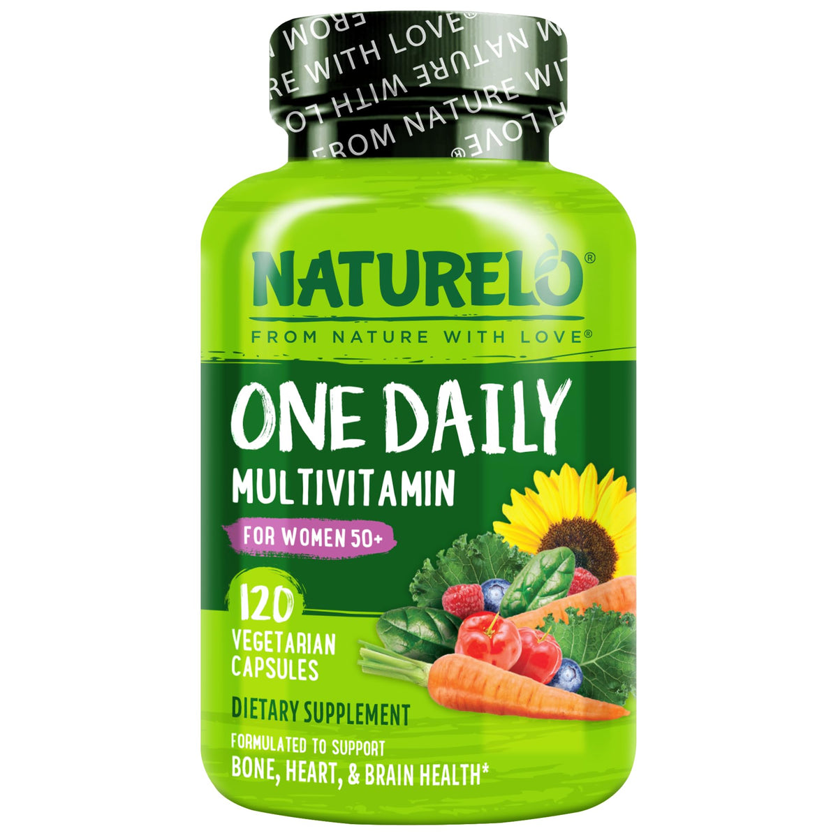 Flacon de NATURELO Multivitamines pour Femmes 50+ 120 comprimés