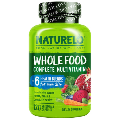 Flacon de NATURELO Multivitamines pour Hommes 50+ 120 Capsules