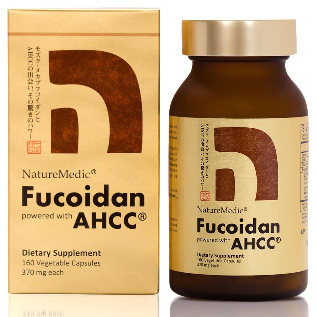 Flacon de NatureMedic Fucoidan avec AHCC® contenant 160 capsules végétales