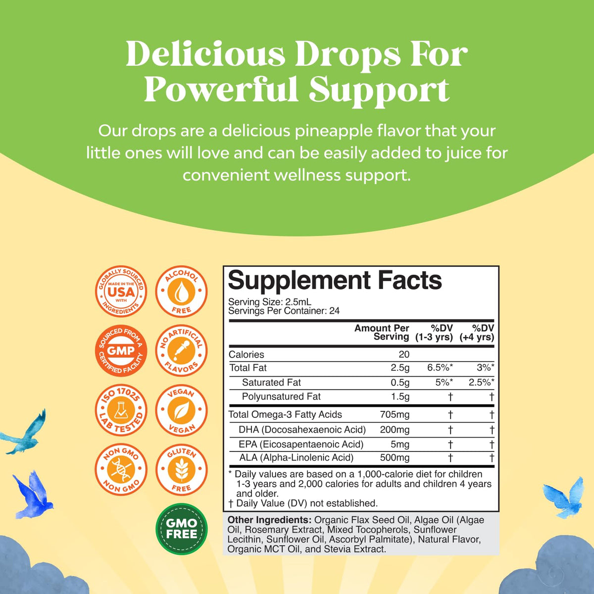 Flacon de Natures Craft DHA Omega 3 avec fruits