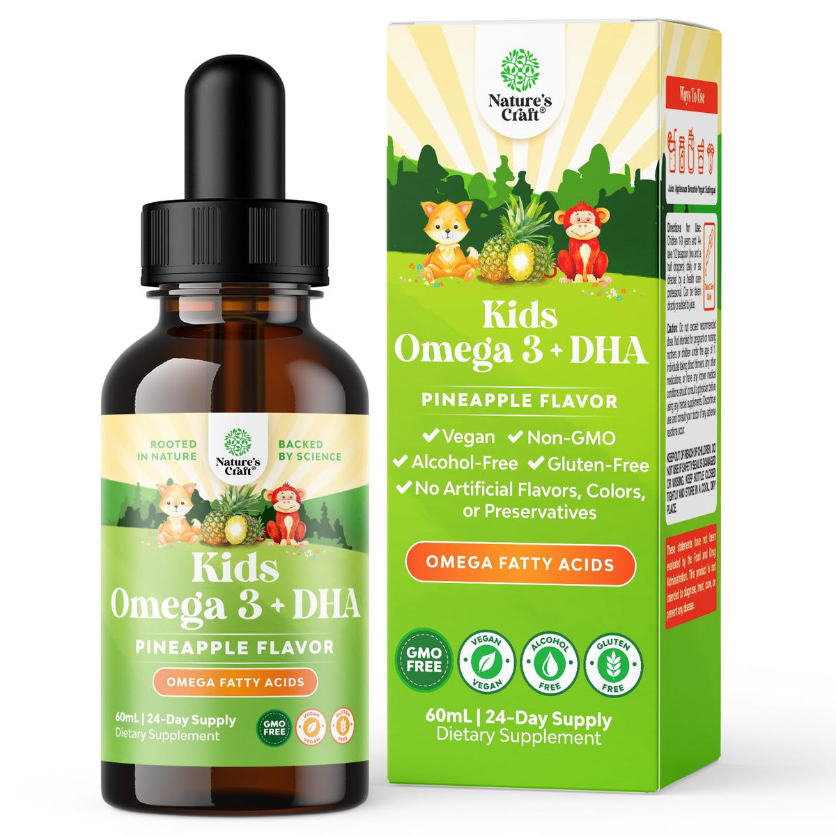 Flacon de Natures Craft DHA Omega 3 liquide 2 Fl Oz pour enfants